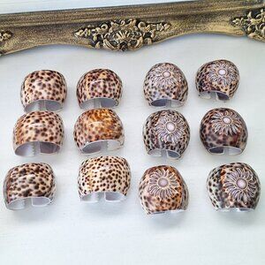 12 napkin rings sea shell seashell tiger cowrie conch